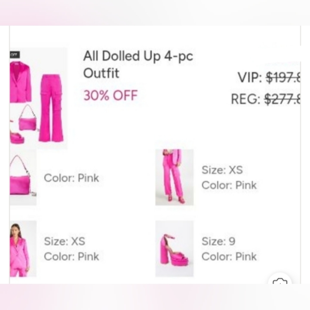 Shoe Dazzle Hot Pink Satin 4-Piece Set - Hot Pink Women's Size XS